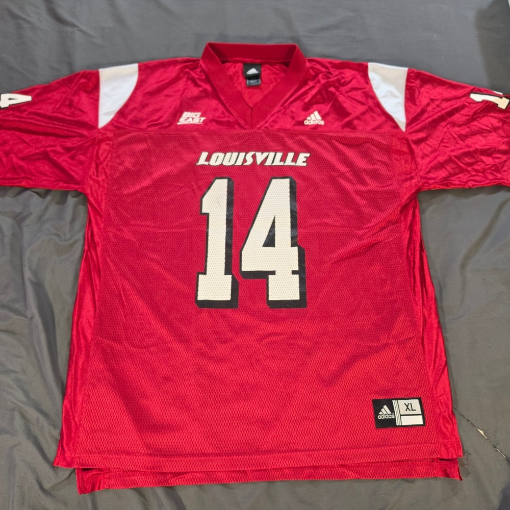 Adidas Louisville Cardinals Football Jersey Red Big East NCAA Mens XL #14